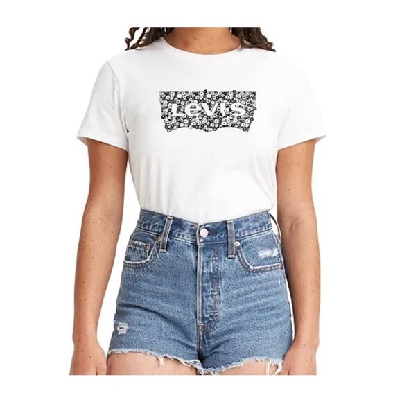 Levi’s Women’s Graphic Logo White T-Shirt Size S NWT - Picture 1 of 4